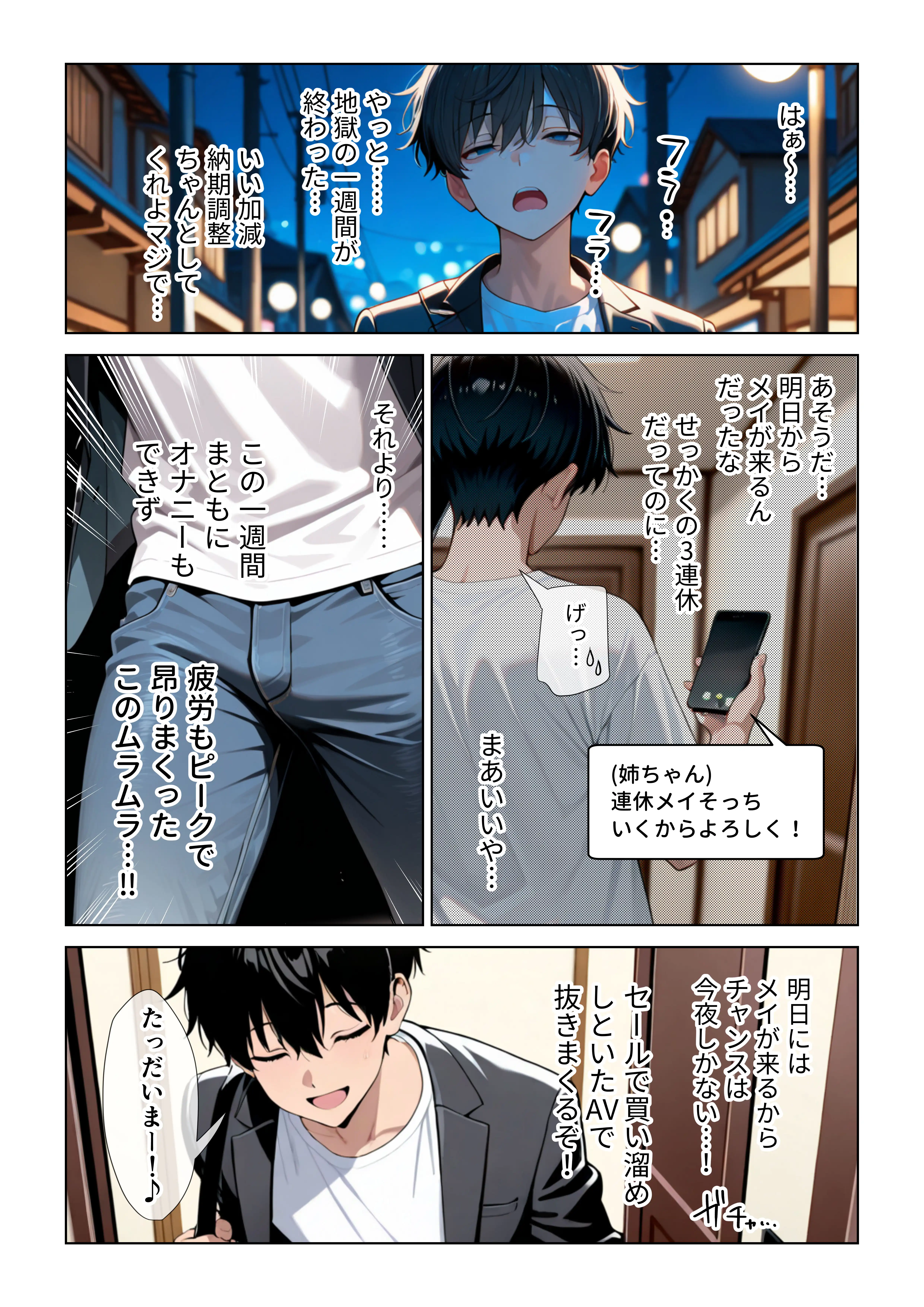 『オナ禁チンポを寸止め手コキフェラでパンパンにしたあと高速杭打ち騎乗位で心情代弁しながら搾り取ってくる姪っ子に困り果ててます』（作：ぱびゅ）の試し読み画像1
