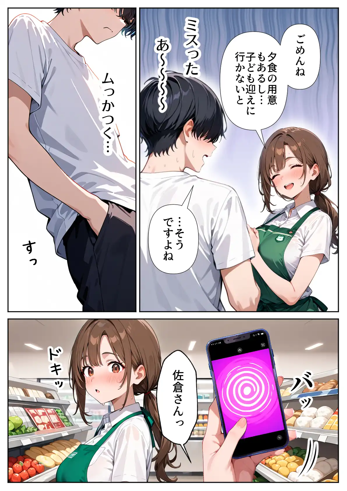 『スーパーの人妻がエロすぎて催●アプリで寝取りました』（作：ぱにぱに）の試し読み画像6